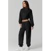 QINSEN Womens 2 Piece Oufits Full Zip Jacket Long Sleeve Sweatsuits Fleece Lounge Tracksuit with Joggers(Black)