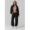 QINSEN Womens 2 Piece Oufits Full Zip Jacket Long Sleeve Sweatsuits Fleece Lounge Tracksuit with Joggers(Black)