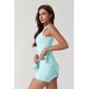 QINSEN Womens Crew Neck Tennis Dress Sleeveless Side Slit Golf Athletic Dress Build in Shorts with Pockets(Blue Glass)