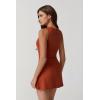 QINSEN Womens Crew Neck Tennis Dress Sleeveless Side Slit Golf Athletic Dress Build in Shorts with Pockets(Brick Red)