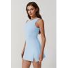 QINSEN Womens Crew Neck Tennis Dress Sleeveless Side Slit Golf Athletic Dress Build in Shorts with Pockets(Light Blue)