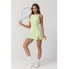 QINSEN Womens Crew Neck Tennis Dress Sleeveless Side Slit Golf Athletic Dress Build in Shorts with Pockets(Lime Cream)