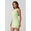 QINSEN Womens Crew Neck Tennis Dress Sleeveless Side Slit Golf Athletic Dress Build in Shorts with Pockets(Lime Cream)