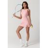 QINSEN Womens Crew Neck Tennis Dress Sleeveless Side Slit Golf Athletic Dress Build in Shorts with Pockets(Pink)