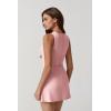 QINSEN Womens Crew Neck Tennis Dress Sleeveless Side Slit Golf Athletic Dress Build in Shorts with Pockets(Pink)