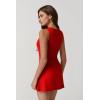 QINSEN Womens Crew Neck Tennis Dress Sleeveless Side Slit Golf Athletic Dress Build in Shorts with Pockets(Red)