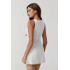 QINSEN Womens Crew Neck Tennis Dress Sleeveless Side Slit Golf Athletic Dress Build in Shorts with Pockets(White)