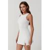 QINSEN Womens Crew Neck Tennis Dress Sleeveless Side Slit Golf Athletic Dress Build in Shorts with Pockets(White)