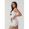 QINSEN Womens Crew Neck Tennis Dress Sleeveless Side Slit Golf Athletic Dress Build in Shorts with Pockets(White)