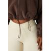 QINSEN Women’s Full Zip Fleece Short Jacket Warm Winter Long Sleeve Stand Collar Sherpa Crop Coat(Caramel Coffee)
