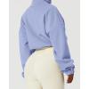QINSEN Women’s Full Zip Fleece Short Jacket Warm Winter Long Sleeve Stand Collar Sherpa Crop Coat(Dusty Purple)