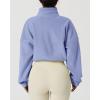 QINSEN Women’s Full Zip Fleece Short Jacket Warm Winter Long Sleeve Stand Collar Sherpa Crop Coat(Dusty Purple)