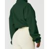 QINSEN Women’s Full Zip Fleece Short Jacket Warm Winter Long Sleeve Stand Collar Sherpa Crop Coat(Forest Green)
