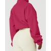 QINSEN Women’s Full Zip Fleece Short Jacket Warm Winter Long Sleeve Stand Collar Sherpa Crop Coat(Innuendo Rosy)