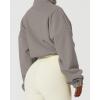 QINSEN Women’s Full Zip Fleece Short Jacket Warm Winter Long Sleeve Stand Collar Sherpa Crop Coat(Light Grey)