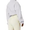 QINSEN Women’s Full Zip Fleece Short Jacket Warm Winter Long Sleeve Stand Collar Sherpa Crop Coat(White)