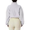 QINSEN Women’s Full Zip Fleece Short Jacket Warm Winter Long Sleeve Stand Collar Sherpa Crop Coat(White)