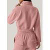 QINSEN Womens Half Zip Crop Sweatshirt High Neck Long Sleeve Pullover Cropped Top(Peachskin)