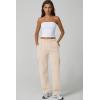 QINSEN Womens Medium Waist Baggy Elastic Waist Sweatpants Casual Fleece Long Pants with Pockets(Beige)