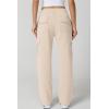 QINSEN Womens Medium Waist Baggy Elastic Waist Sweatpants Casual Fleece Long Pants with Pockets(Beige)