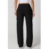 QINSEN Womens Medium Waist Baggy Elastic Waist Sweatpants Casual Fleece Long Pants with Pockets(Black)