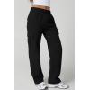 QINSEN Womens Medium Waist Baggy Elastic Waist Sweatpants Casual Fleece Long Pants with Pockets(Black)