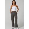 QINSEN Womens Medium Waist Baggy Elastic Waist Sweatpants Casual Fleece Long Pants with Pockets(Charcoal Grey)