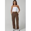 QINSEN Womens Medium Waist Baggy Elastic Waist Sweatpants Casual Fleece Long Pants with Pockets(Chestnut)