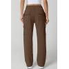 QINSEN Womens Medium Waist Baggy Elastic Waist Sweatpants Casual Fleece Long Pants with Pockets(Chestnut)