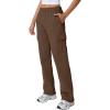 QINSEN Womens Medium Waist Baggy Elastic Waist Sweatpants Casual Fleece Long Pants with Pockets(Chestnut)