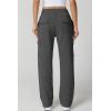 QINSEN Womens Medium Waist Baggy Elastic Waist Sweatpants Casual Fleece Long Pants with Pockets(Dark Grey)
