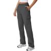 QINSEN Womens Medium Waist Baggy Elastic Waist Sweatpants Casual Fleece Long Pants with Pockets(Dark Grey)