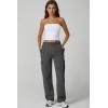 QINSEN Womens Medium Waist Baggy Elastic Waist Sweatpants Casual Fleece Long Pants with Pockets(Dark Grey)