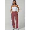QINSEN Womens Medium Waist Baggy Elastic Waist Sweatpants Casual Fleece Long Pants with Pockets(Dusty Rose)