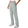 QINSEN Womens Medium Waist Baggy Elastic Waist Sweatpants Casual Fleece Long Pants with Pockets(Frosty Green)