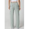 QINSEN Womens Medium Waist Baggy Elastic Waist Sweatpants Casual Fleece Long Pants with Pockets(Frosty Green)