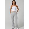 QINSEN Womens Medium Waist Baggy Elastic Waist Sweatpants Casual Fleece Long Pants with Pockets(Grey)