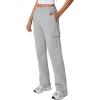 QINSEN Womens Medium Waist Baggy Elastic Waist Sweatpants Casual Fleece Long Pants with Pockets(Grey)