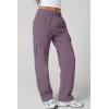 QINSEN Womens Medium Waist Baggy Elastic Waist Sweatpants Casual Fleece Long Pants with Pockets(Lavender)