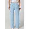 QINSEN Womens Medium Waist Baggy Elastic Waist Sweatpants Casual Fleece Long Pants with Pockets(Light Blue)