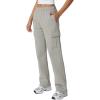 QINSEN Womens Medium Waist Baggy Elastic Waist Sweatpants Casual Fleece Long Pants with Pockets(Light Grey)