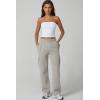 QINSEN Womens Medium Waist Baggy Elastic Waist Sweatpants Casual Fleece Long Pants with Pockets(Light Grey)