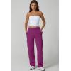 QINSEN Womens Medium Waist Baggy Elastic Waist Sweatpants Casual Fleece Long Pants with Pockets(Magenta)