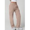 QINSEN Womens Medium Waist Baggy Elastic Waist Sweatpants Casual Fleece Long Pants with Pockets(Mushroom)