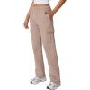 QINSEN Womens Medium Waist Baggy Elastic Waist Sweatpants Casual Fleece Long Pants with Pockets(Mushroom)