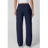 QINSEN Womens Medium Waist Baggy Elastic Waist Sweatpants Casual Fleece Long Pants with Pockets(Navy)