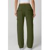 QINSEN Womens Medium Waist Baggy Elastic Waist Sweatpants Casual Fleece Long Pants with Pockets(Olive Green)