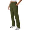 QINSEN Womens Medium Waist Baggy Elastic Waist Sweatpants Casual Fleece Long Pants with Pockets(Olive Green)