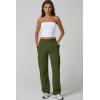 QINSEN Womens Medium Waist Baggy Elastic Waist Sweatpants Casual Fleece Long Pants with Pockets(Olive Green)