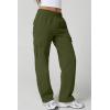QINSEN Womens Medium Waist Baggy Elastic Waist Sweatpants Casual Fleece Long Pants with Pockets(Olive Green)